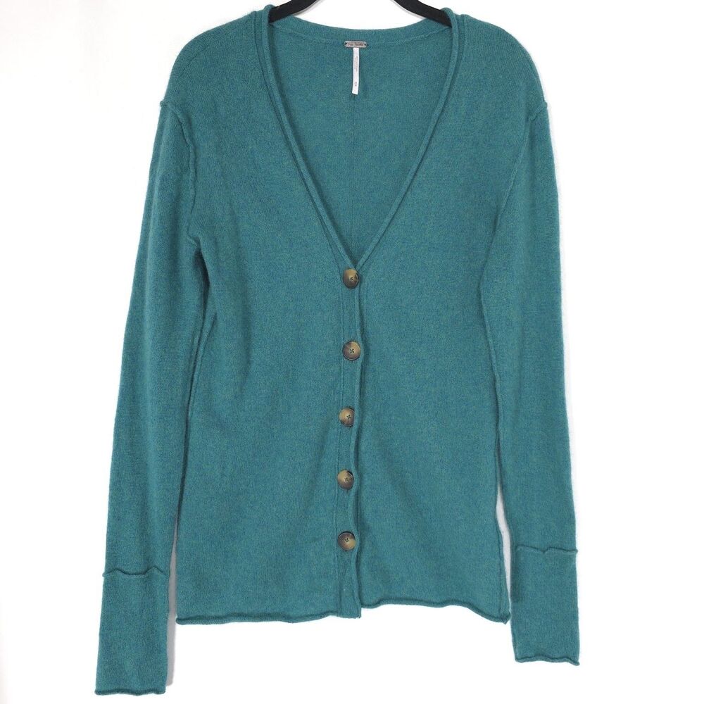 FREE‎ PEOPLE Women’s Cardigan Sweater Top SMALL 100% CASHMERE Button Front